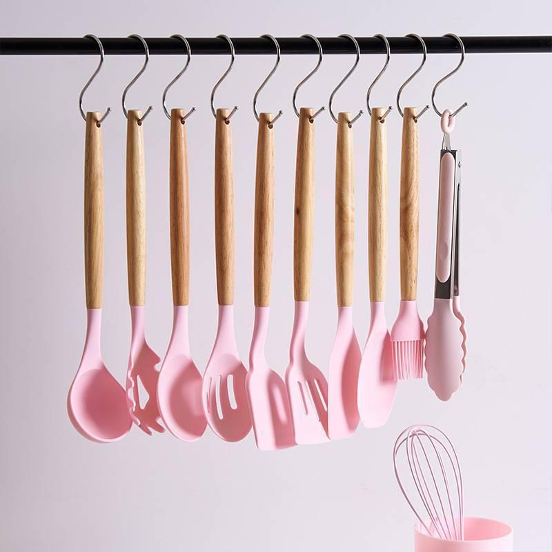 MS DROP Kit de Utensílios Para Cozinha em Silicone e Bambu 12 Peças